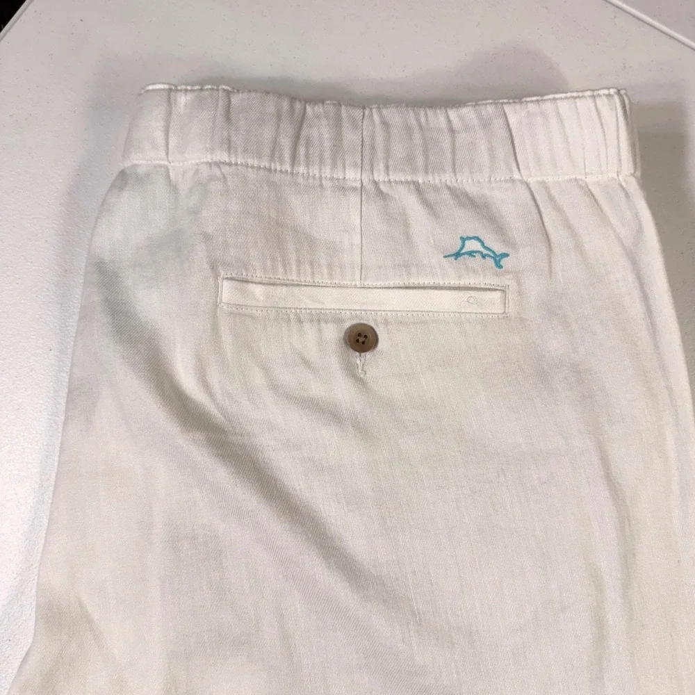 Tommy Bahama Men's 2XLB White Linen Blend Drawstring Beach Pants Relaxed Fit
